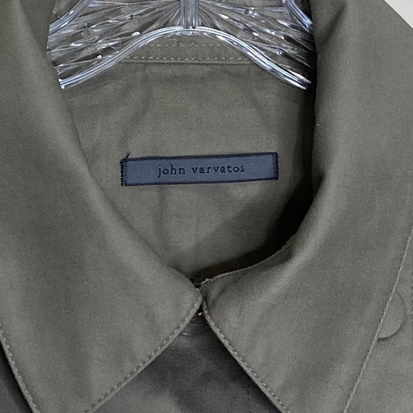 John Varvatos Collection Double Breasted Cotton Trench Coat Green - Picture 12 of 15